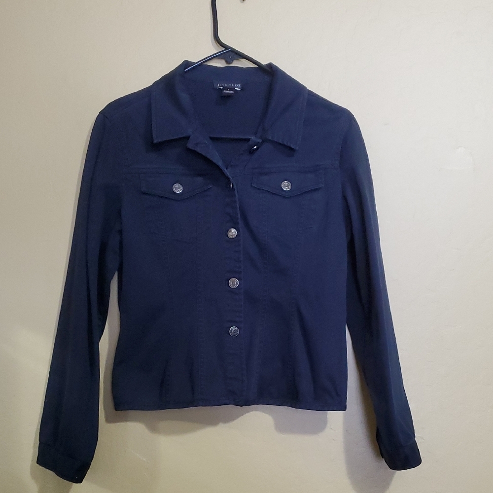 Navy Button-Up Fashion Jacket